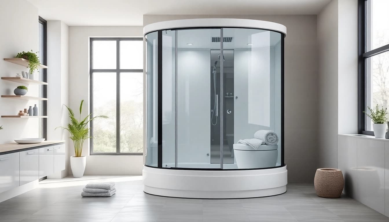 Die sonni Duschkabine präsentiert sich elegant in einem modernen Badezimmer.