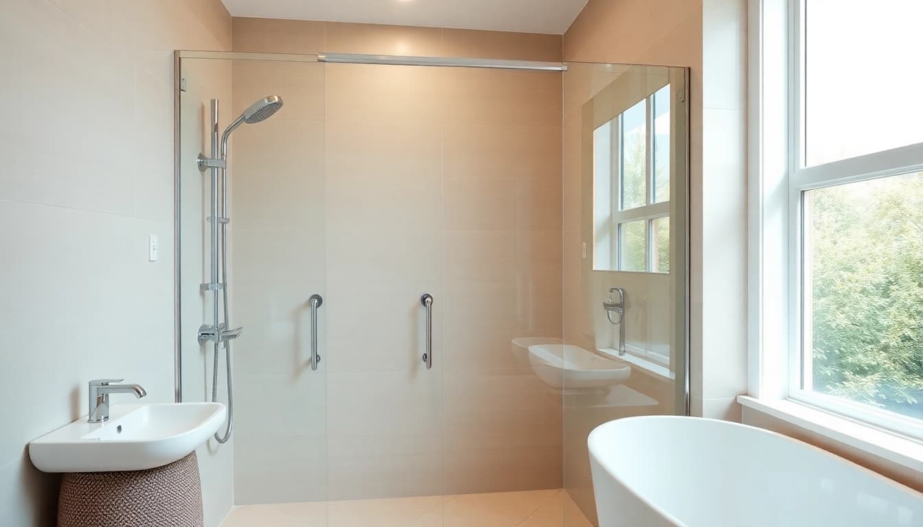 Explore a stylish modern shower uk with sleek fixtures and natural light.