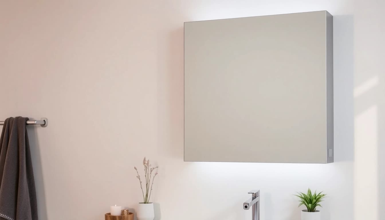 Entdecken Sie den eleganten sonni Spiegelschrank mit anpassbarer LED-Beleuchtung im modernen Badezimmer.