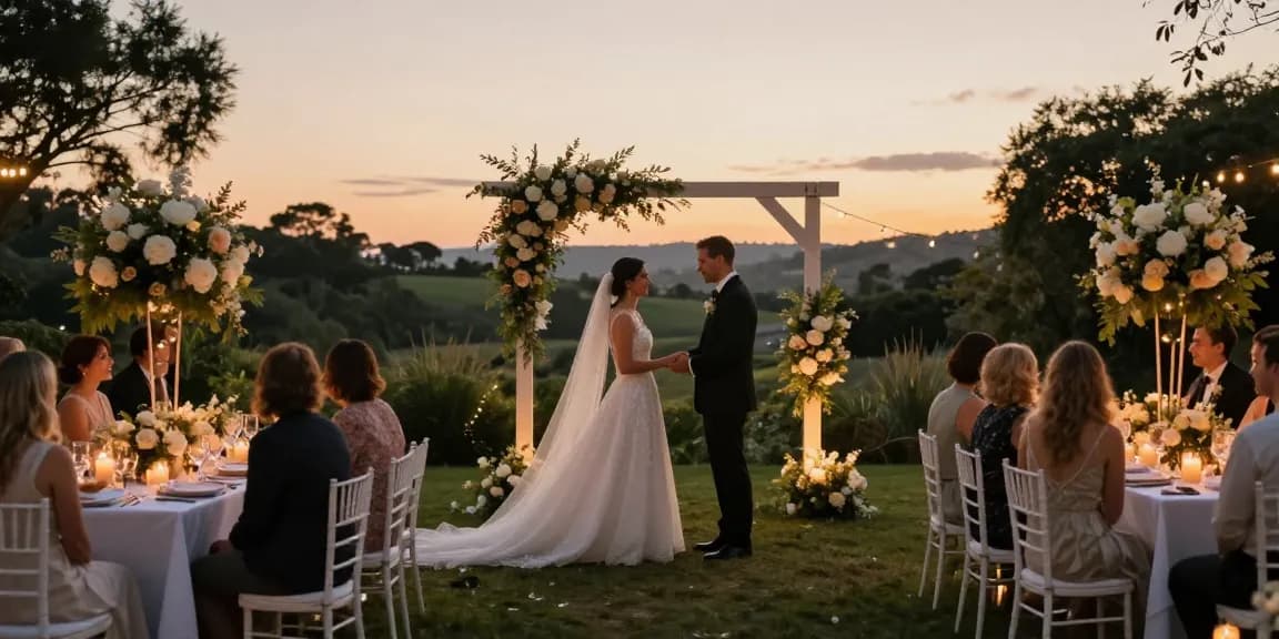rokok88 slot exquisite outdoor wedding venue with elegant decor and romantic lighting