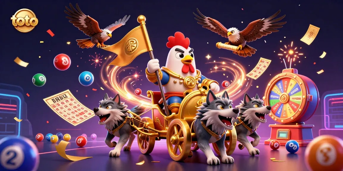 Engage in thrilling toto games with a vibrant scene of fortune and prizes in a casino setting.