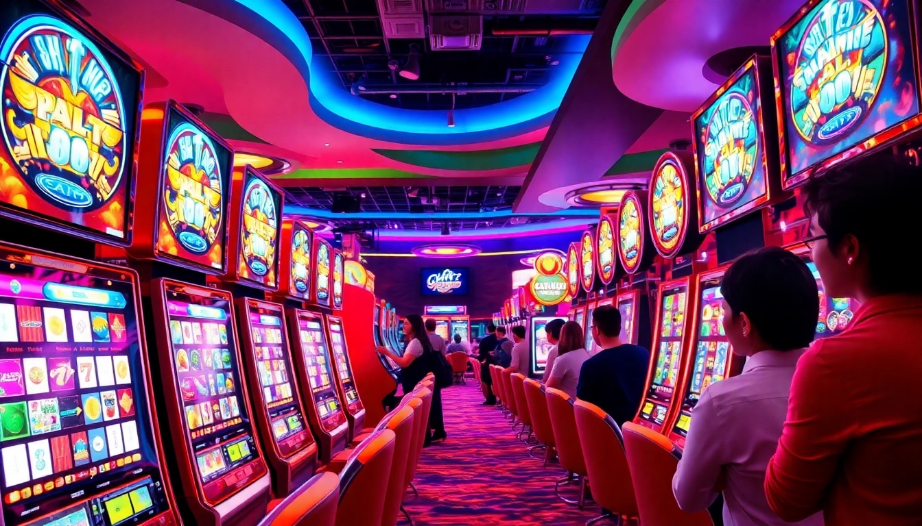 Main gameplay of slot depo 10k with dynamic slot machines in a casino environment.