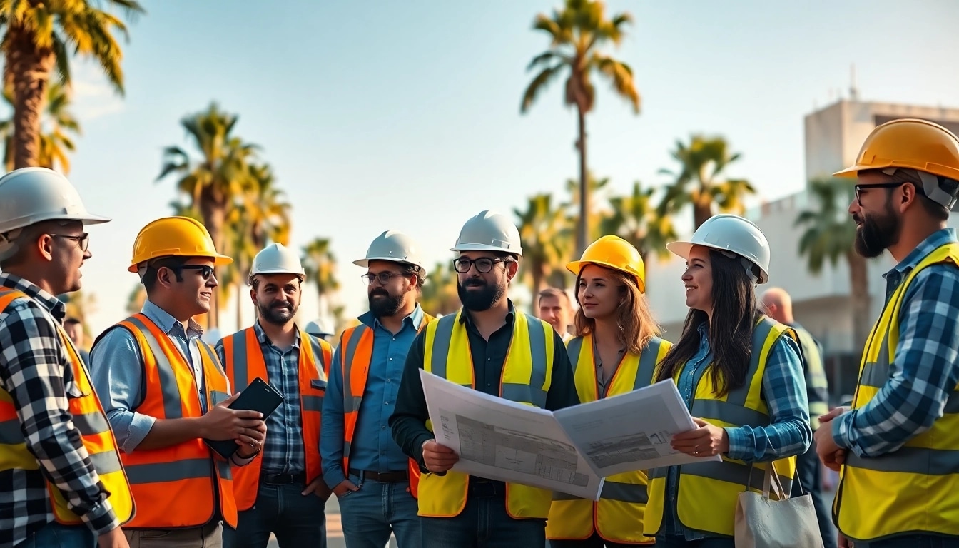 Engaged contractors representing the southern california contractors association in a vibrant urban discussion.