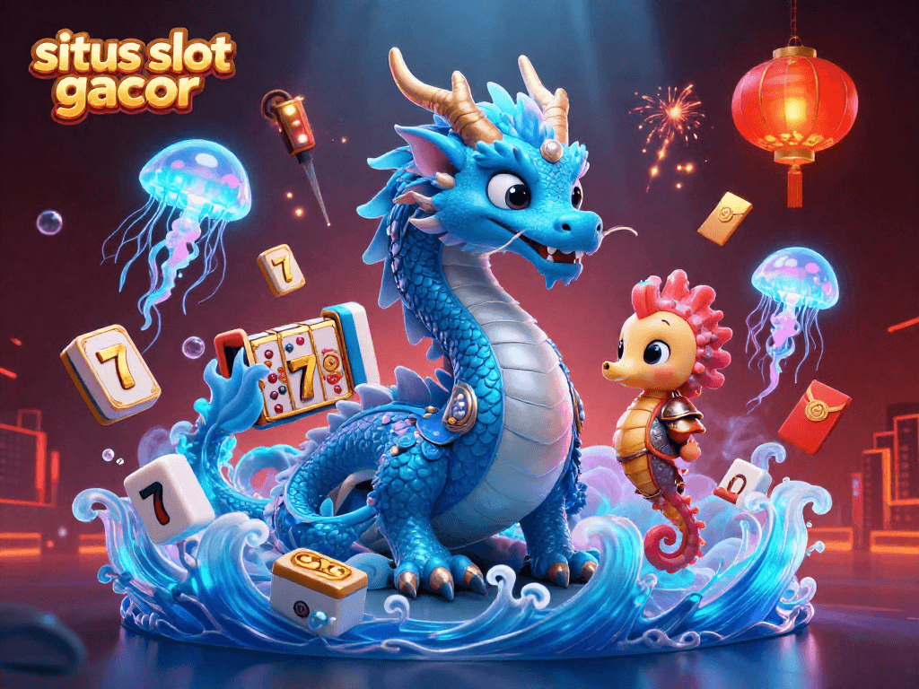 Experience the thrill of situs slot gacor with winning dragons and vibrant slot reels in a dynamic underwater world.