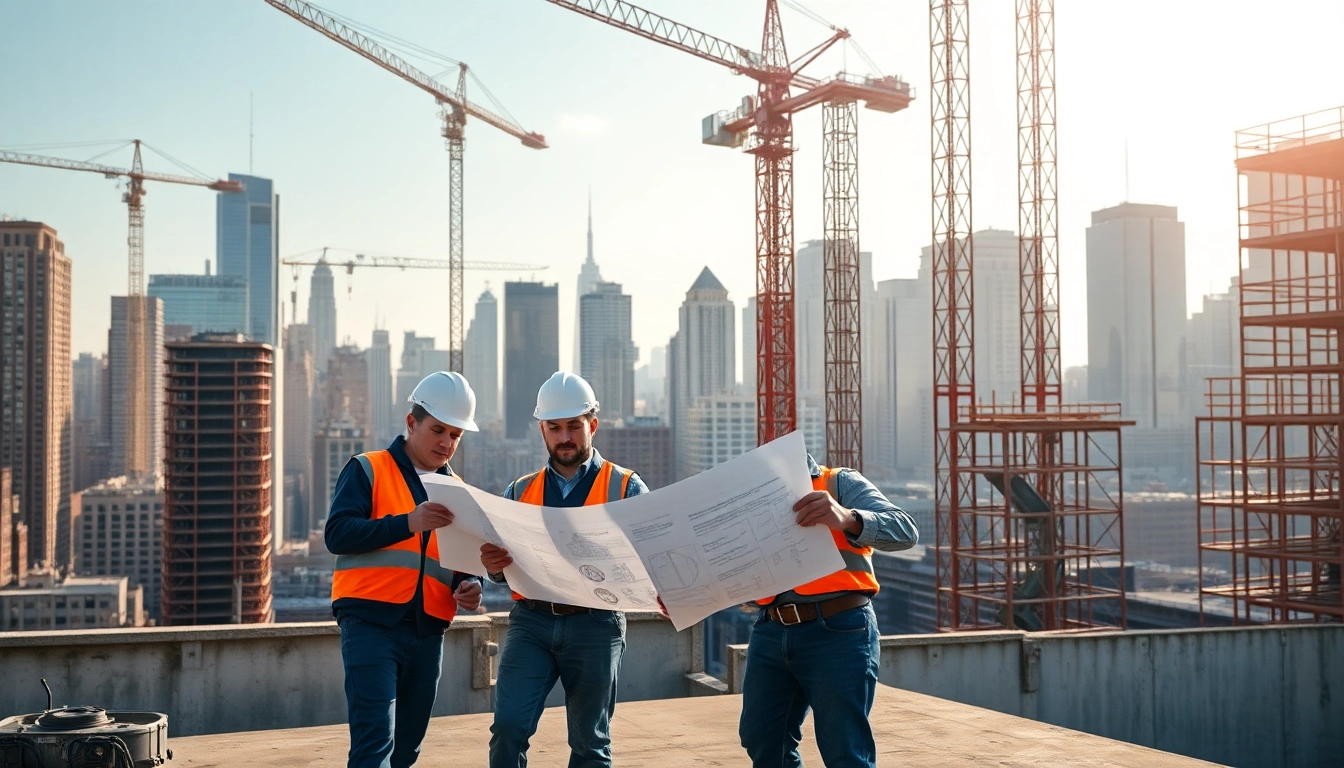 New York General Contractor collaborating on a vibrant construction site with skilled workers.