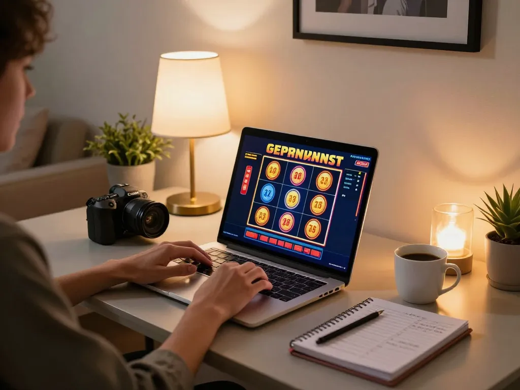 Engaging in casino europei online at home, a player uses a laptop for strategic gameplay while sipping coffee.