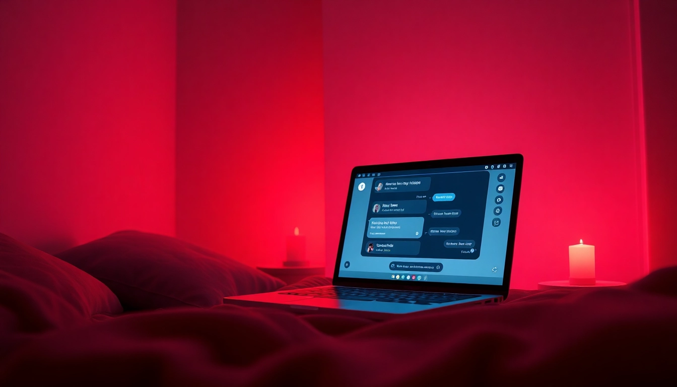 Interactive NSFW AI chatbot interface in an intimate setting showcasing advanced features.