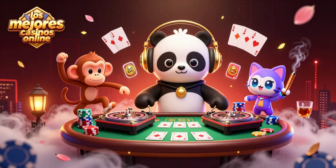 Disfruta de los mejores casinos online en una escena vibrante de fiesta y juegos.