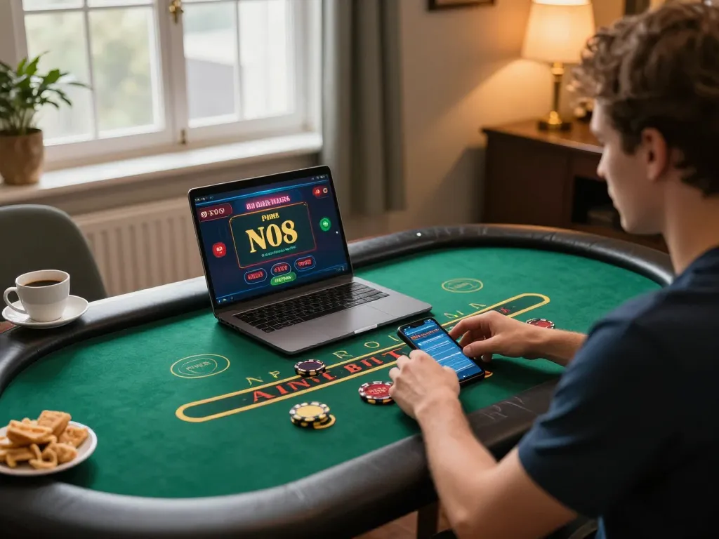 Experience a winning moment with bonus new member at an online casino table during strategic gameplay.