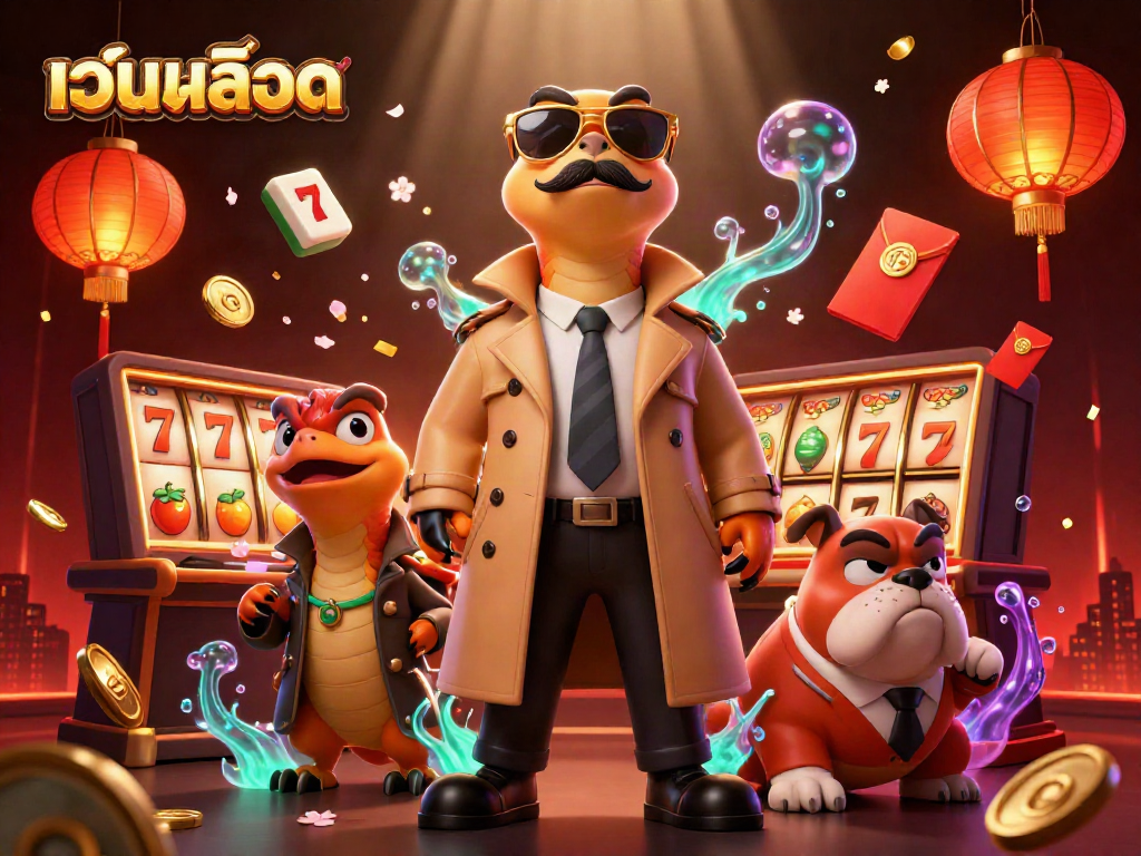 Experience the thrill of เว็บสล็อต with animated raptors at a VIP casino lounge.