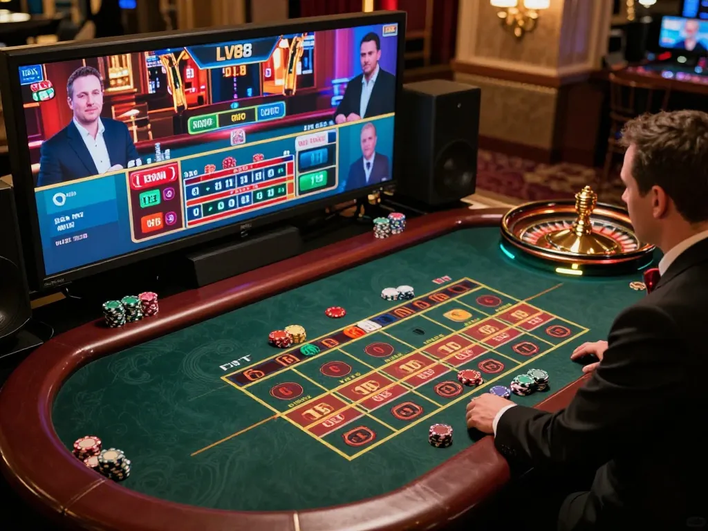 Engage with exciting live dealer roulette at LV88, showcasing players and vibrant gameplay