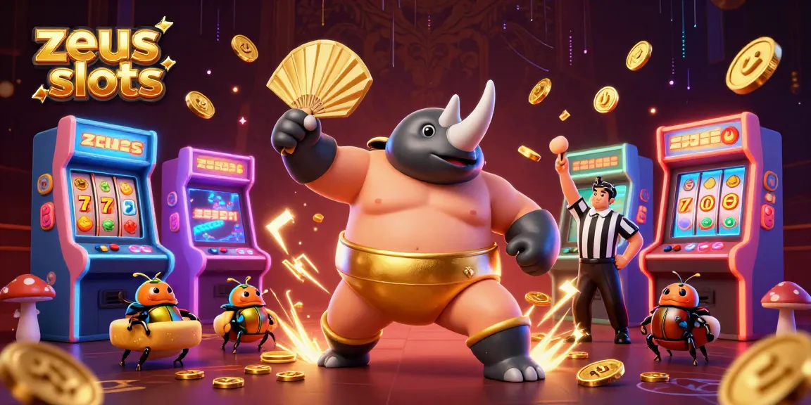Spin to win with zeus slots featuring dynamic characters and colorful arcade game elements.