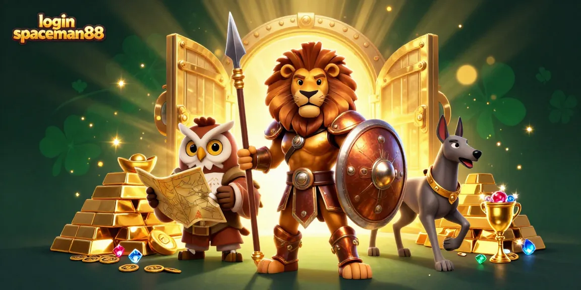 Experience the excitement of login spaceman88 with vibrant treasures and dynamic characters in a 3D casino scene.