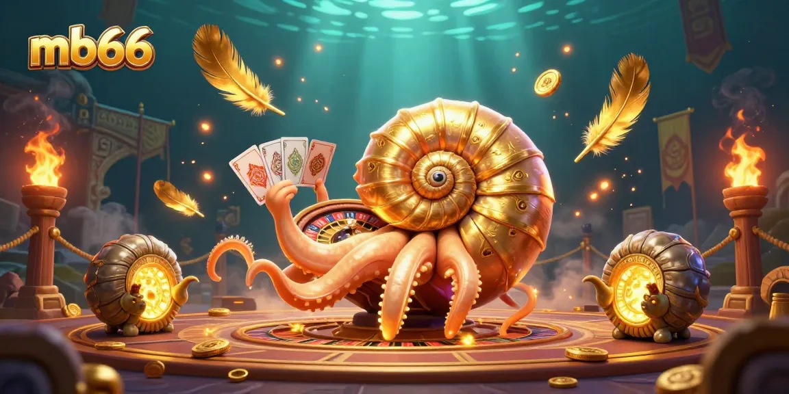 Engage with the artistic mb66 themed casino scene lit dramatically, featuring a nautilus roulette wheel.