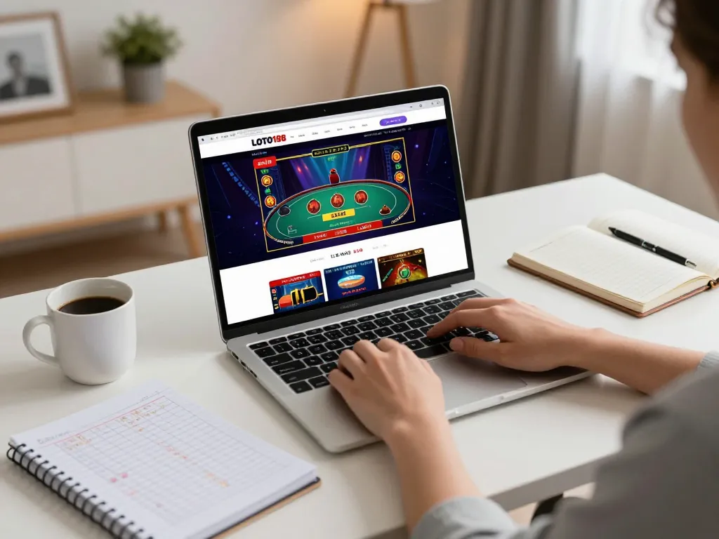 LOTO188 SO online gaming setup with a user engaging in live dealer game in a cozy atmosphere.