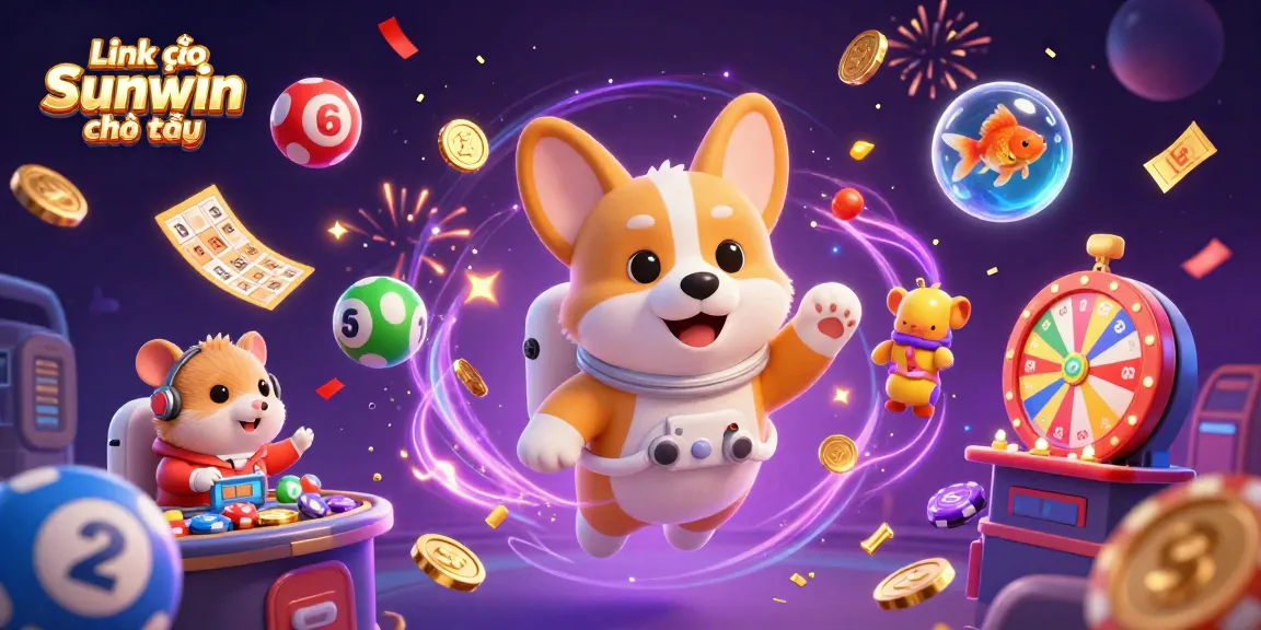Experience the thrill of gaming with Link vào Sunwin chính thức in an animated casino scene featuring exciting elements.