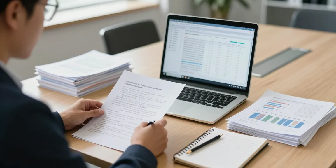 Seorang auditor forensik sedang meninjau dokumen dan data di aafikotacirebon.org dengan fokus dan alat analisis yang mendukung.