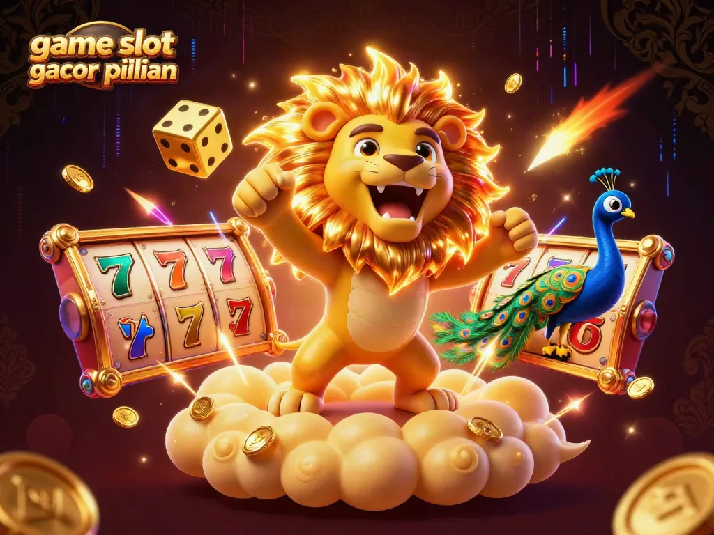 Menangkan game slot gacor pilihan dengan simbol beruntun dan elemen menarik dalam ilustrasi 3D.