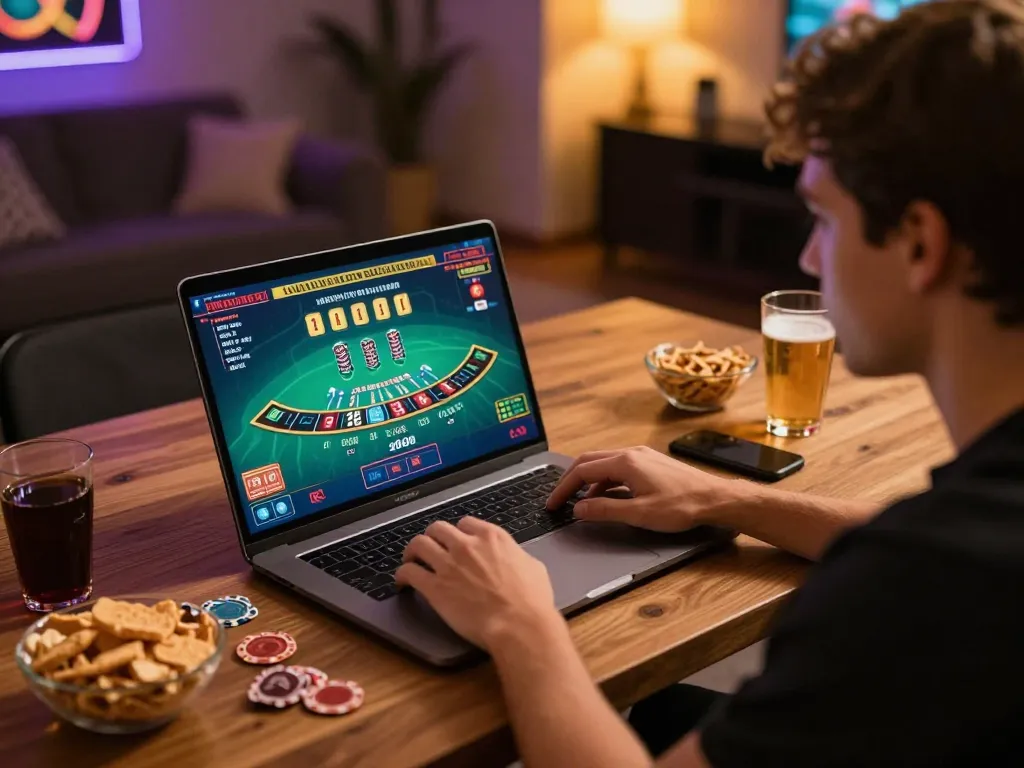 Player engaging in an online game at Nhà cái SAY88, immersed in thrilling live blackjack.