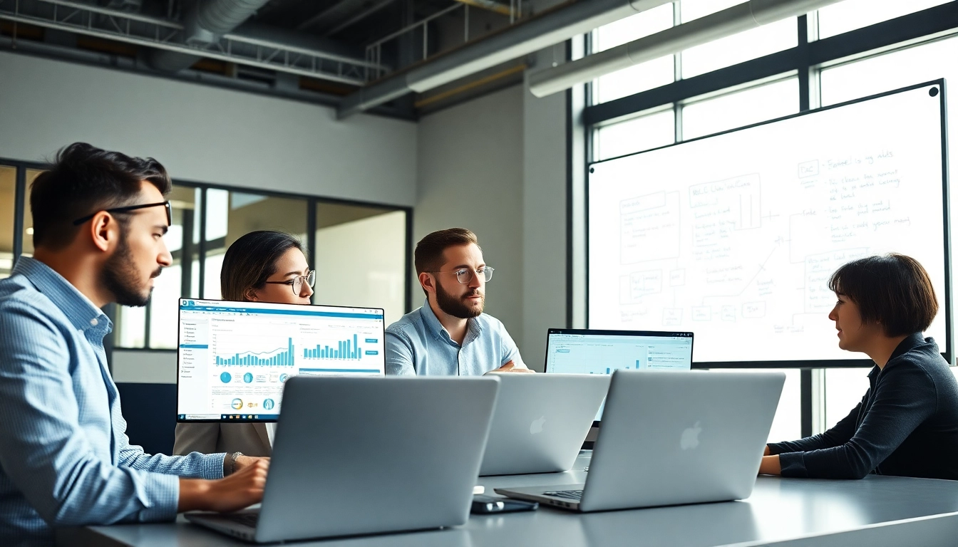 Scrape linkedin and sales navigator leads activity in a modern office with analysts working together.