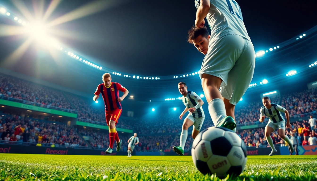 Real-time scoreboard displaying ผลบอลสด thscore during an exciting soccer match.