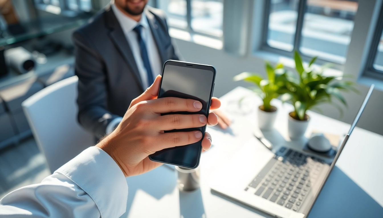 Sell your old phone with ease in a modern office environment.