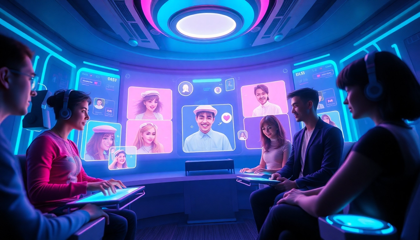 Engaging NSFW character AI avatars in a futuristic chat environment, showcasing innovative technology.