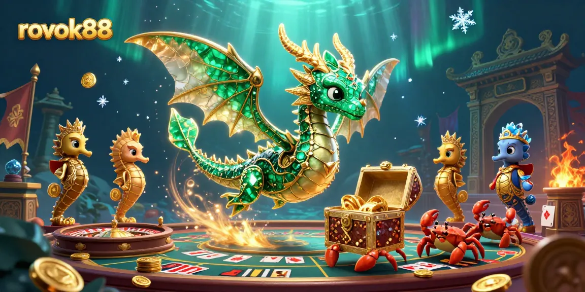 Engage with rokok88's vibrant casino atmosphere featuring rich gaming elements and mythical characters.