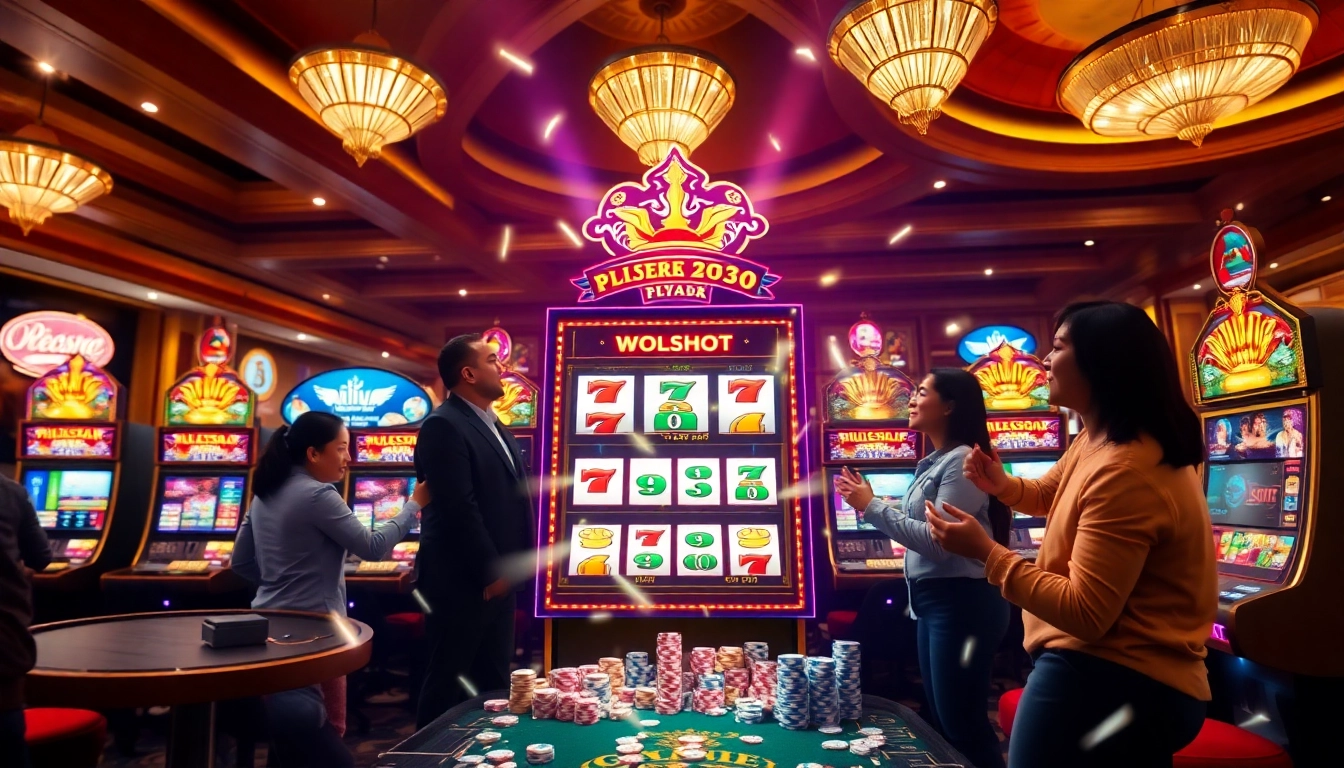 Momen seru memenangkan mesin slot deposit pulsa tanpa potongan di kasino yang ramai.