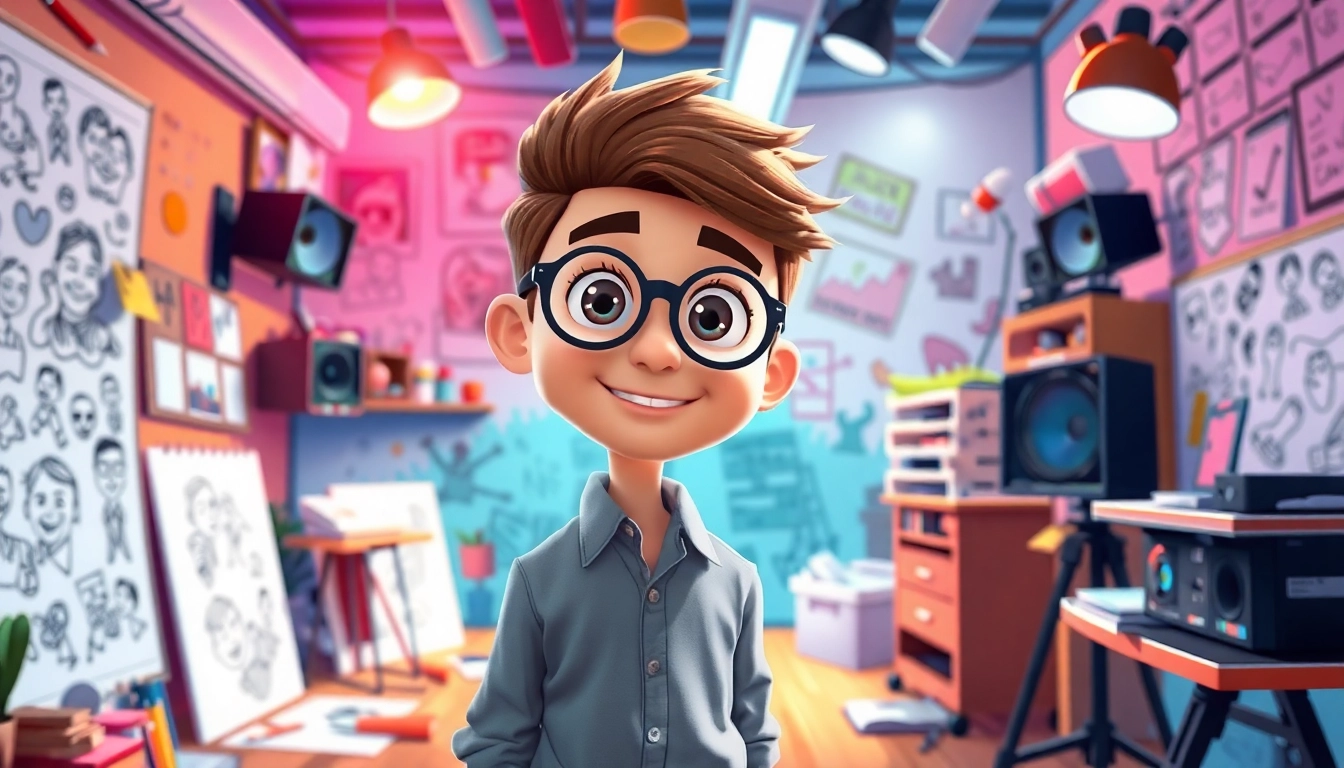 Gestaltung einer 2D Animation mit kreativen Charakteren und dynamischen Hintergründen.