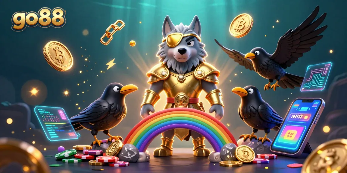 Play for big wins at go 88, featuring Norse mythology characters amidst a vibrant casino landscape.