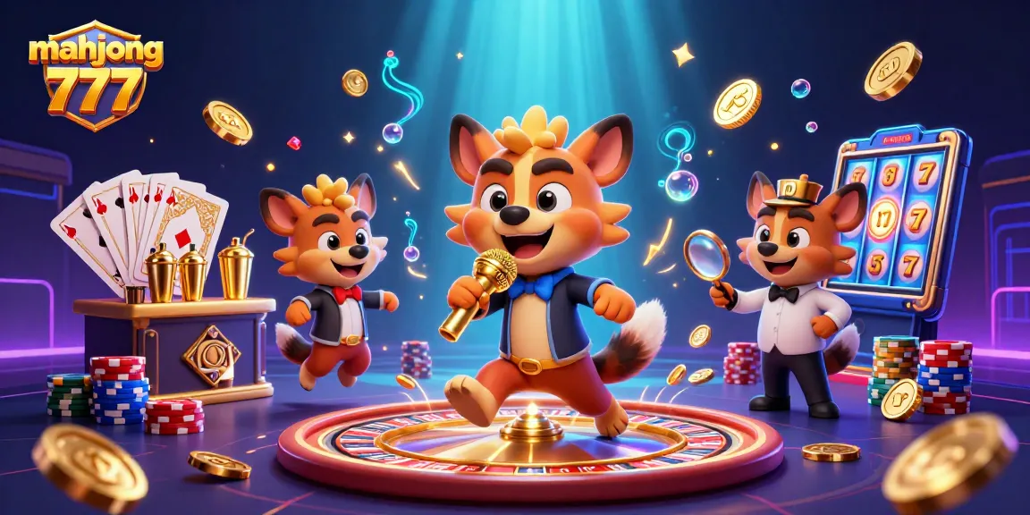 Engage with mahjong 777 and win big in a vibrant casino scene with playful hyena characters.