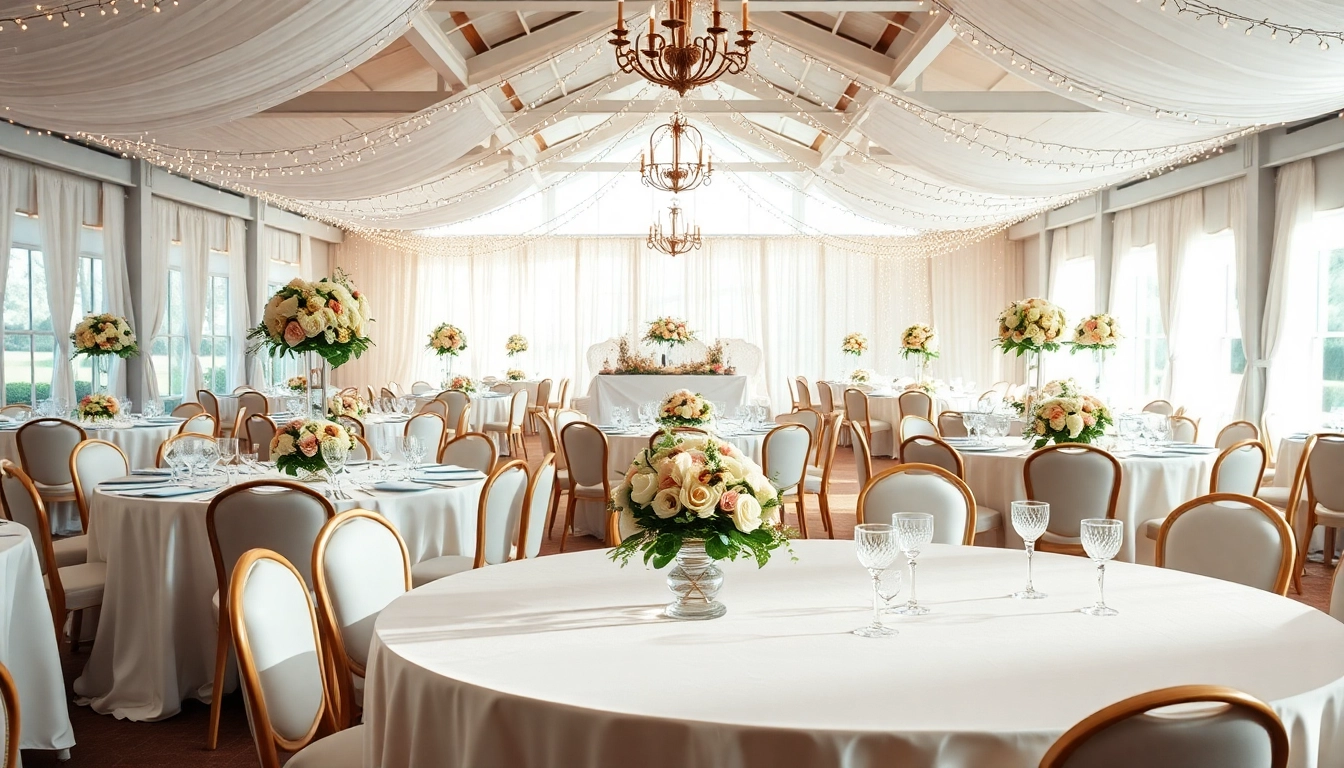 Discover the Wedding Event Space Jacksonville featuring a stunning reception area decorated with elegant floral arrangements.