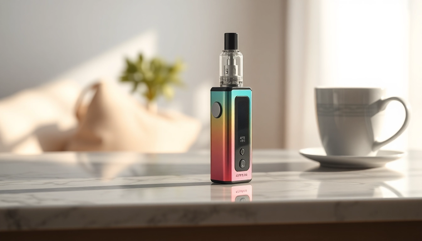 Explore the sleek design and vibrant colors of an air bar vape device elegantly displayed.