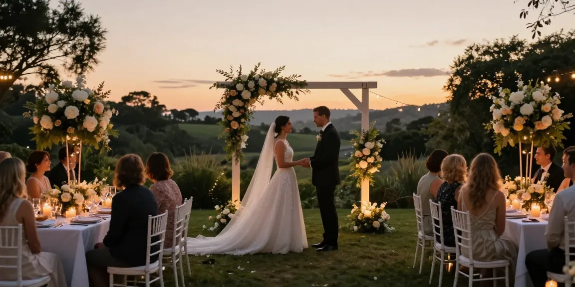 rokok88 slot exquisite outdoor wedding venue with elegant decor and romantic lighting