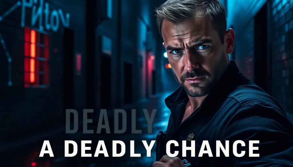 Experience the intensity of A Deadly Chance with a gritty officer in a moody, urban thriller scenario.