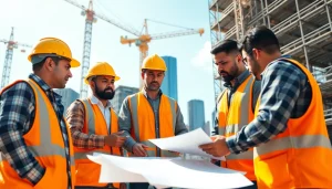 Manhattan General Contractor team working energetically on a high-rise construction project.