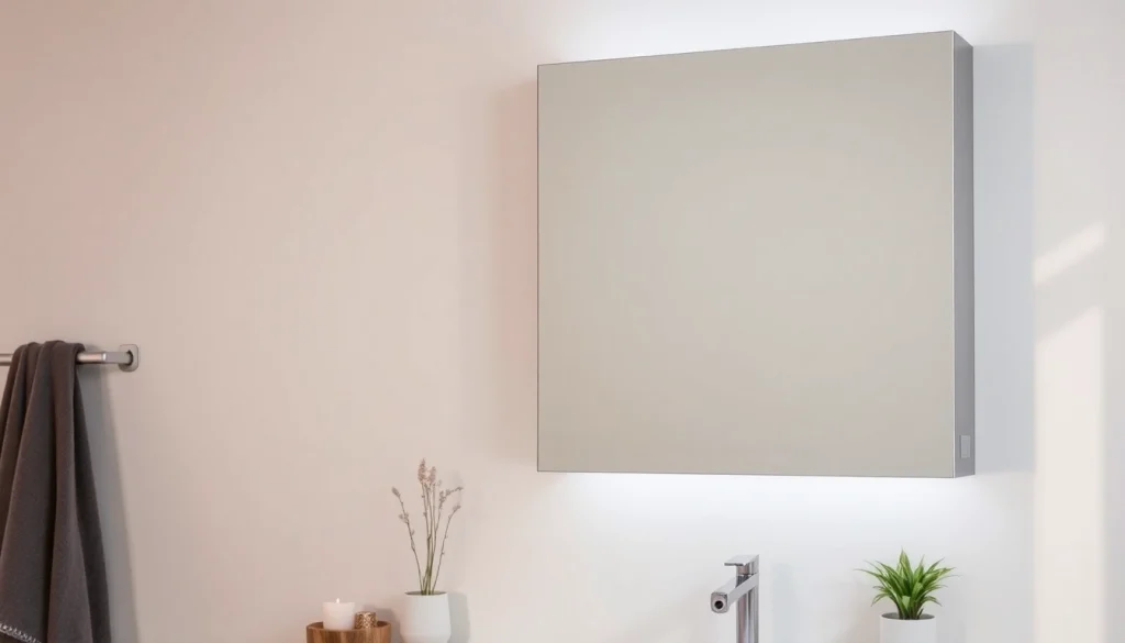 Entdecken Sie den eleganten sonni Spiegelschrank mit anpassbarer LED-Beleuchtung im modernen Badezimmer.