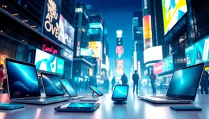 Visual representation of how Technology shapes modern life with urban and digital elements.