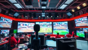 스포츠중계 고화질 라이브 방송을 제공하는 역동적인 스포츠 스튜디오 모습