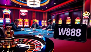 Experience the thrill of gaming with W88 link at a high-stakes poker table, showcasing professional action.