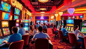 Experience the excitement of Canada casinos online with a vibrant illustration of gaming activities.