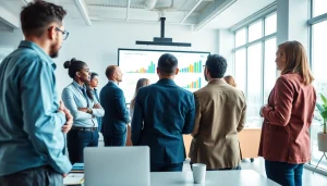 Discussing competitive intelligence strategies during a professional meeting with team members.