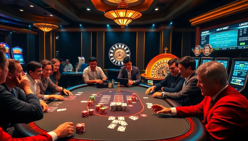 Experience the thrill of gaming at the link 188bet poker table surrounded by vibrant chips and cards.