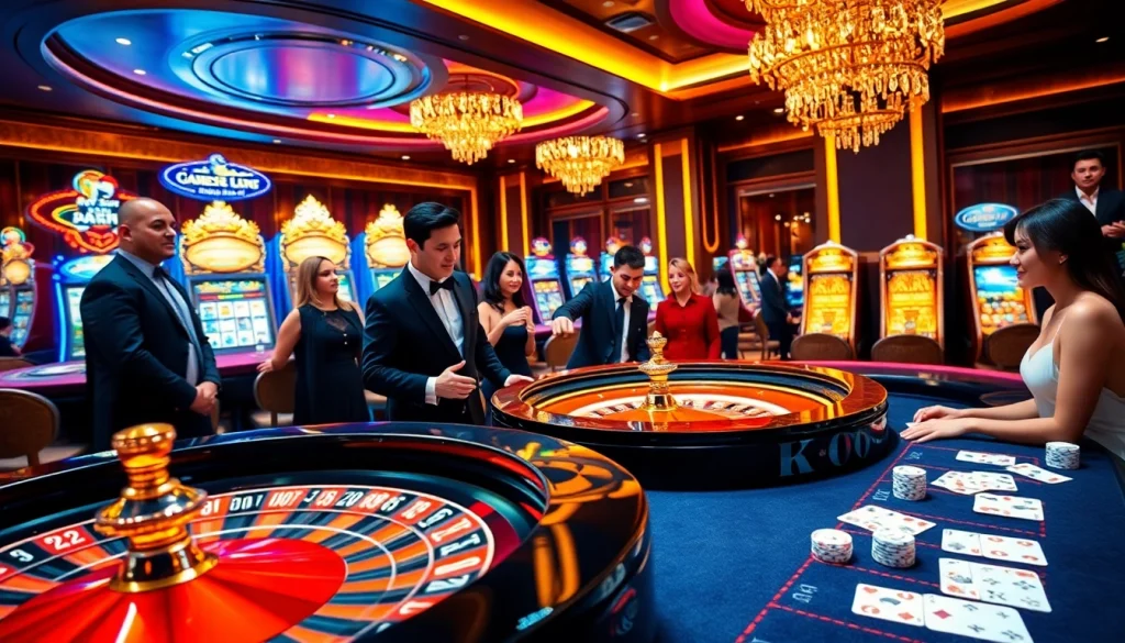 Exciting casino scene showcasing a roulette wheel, players, and gaming interface at https://xx88.us/ for online gambling.