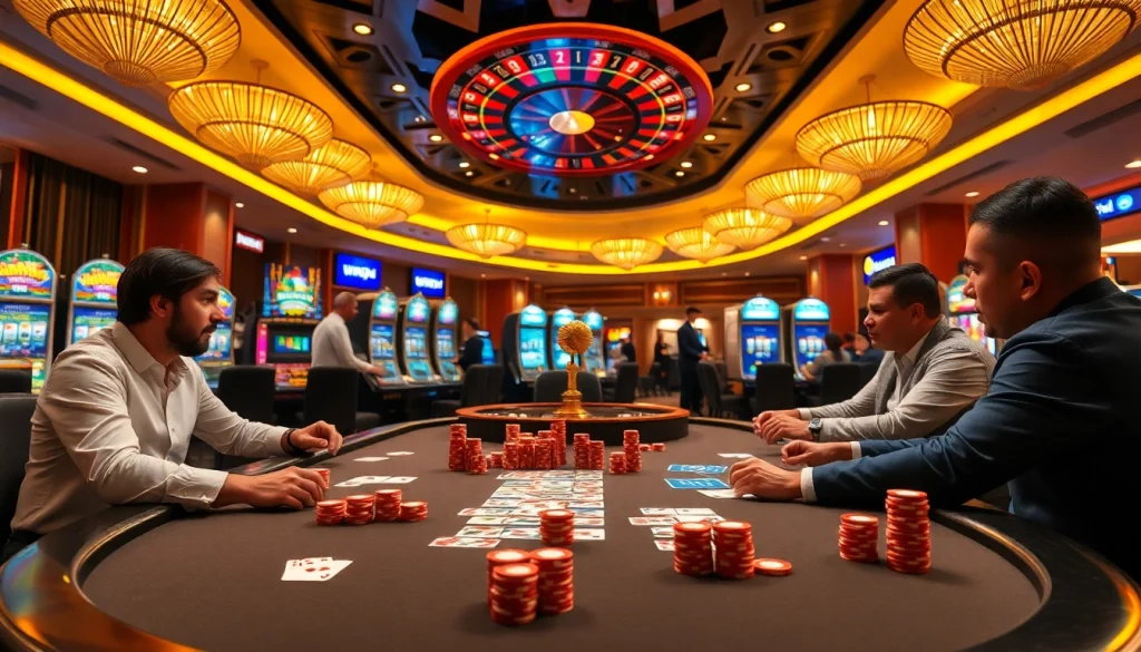 Engaging scene of a casino poker table highlighting 상품권신용카드 betting strategies and excitement.