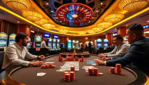 Engaging scene of a casino poker table highlighting 상품권신용카드 betting strategies and excitement.