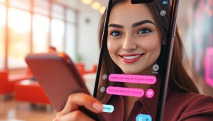 Engaging AI chatbot interaction showcasing sex chat AI technology on a smartphone.