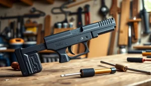 Build the polymer 80 pf940c frame kit with detailed craftsmanship and tools on display.