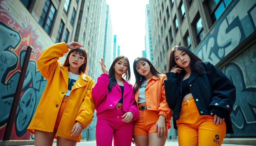 Dynamic portrayal of the blackpink members showcasing their unique styles and vibrant energy.